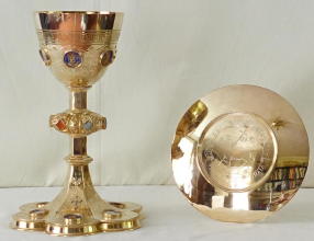 Ornate French antique solid silver gilt Gothic Chapel Set